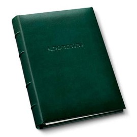 Leather Refillable Desk Address Book, by Gallery Leather, 9"x7" (Acadia Green)