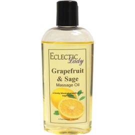 Grapefruit and Sage Massage Oil, 4 oz, with Sweet Almond Oil and Jojoba Oil, Preservative Free, Perfect for Aromatherapy and Relaxation