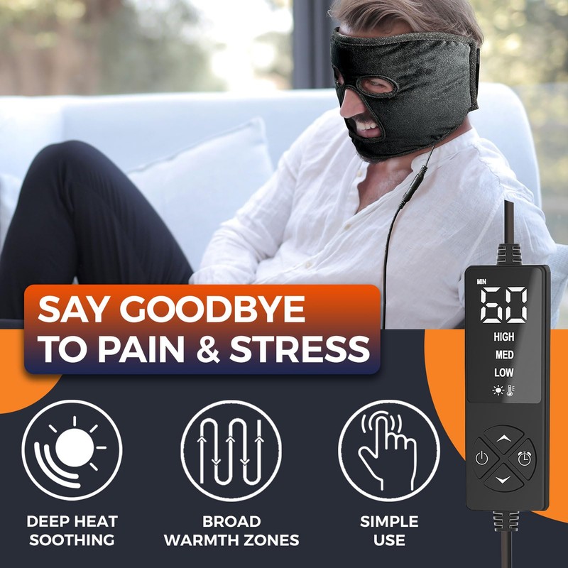 ELEKHEAL EX-Large Heated Face Mask with Eye Cutouts for Sinusitis,