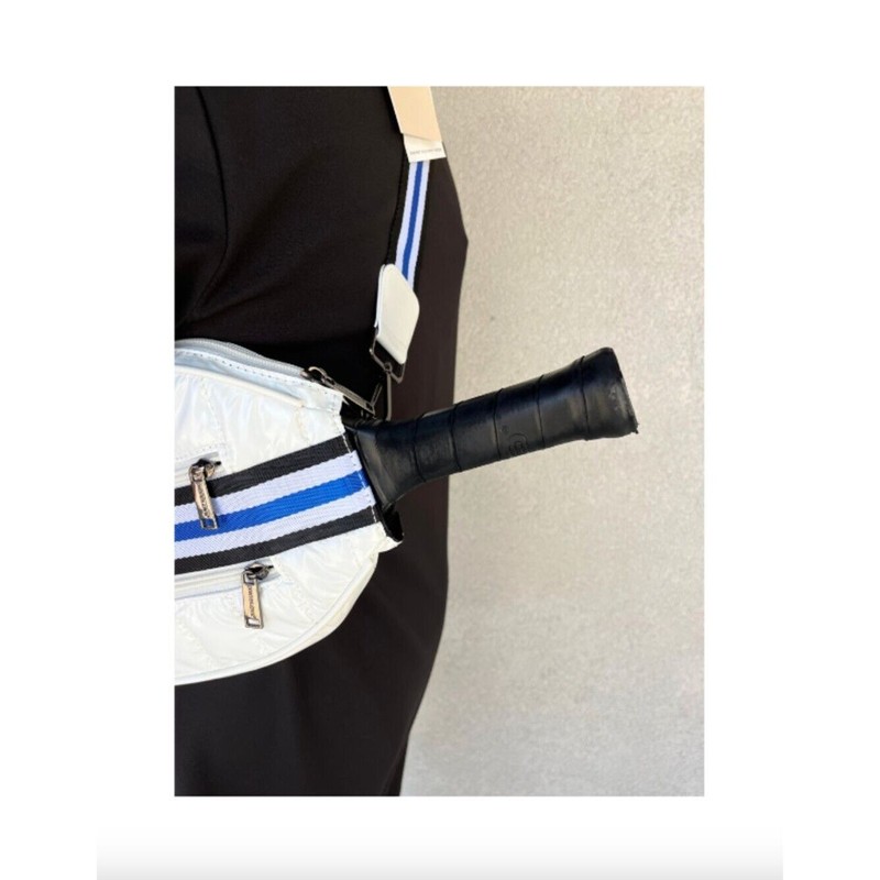 Prenelove Pickleball Puffer Crossbody Sling Bag White Unisex One Size