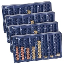 PEARL Coin Sorter Money Box: Set of 8 Euro Coin Boards for All Euro and Cent Coins (Coin Sorter for Euro and Cent, Money Box Coins, Sorting)