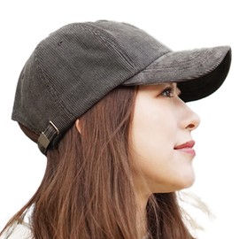 hanahana15 Corduroy Cap, Deep, Large, Large, Women's, Autumn, Men's, Unisex, Solid, Simple, Stylish, 100% Cotton, Hat, charcoal