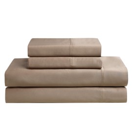 YnM Cooling Bed Sheet Set with 100 Percent Rayon, 400TC Fabric with 2 Pillowcases and Flat Sheet, Deep Pocket Fit 19'', Silky-Soft & Sweat Wicking, 4 Piece (Queen, Brown)