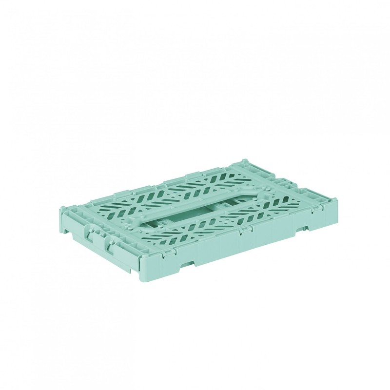 Ay-Kasa Folding Crate, Sturdy Folding Box, Plastic, Stackable, Ocean, Mini