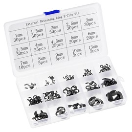 sourcing map E-Clip Circlip - 300Pcs 15-Size External Retaining Shaft Snap Ring Carbon Steel Assortment Kit Black - Size: 1mm to 13mm