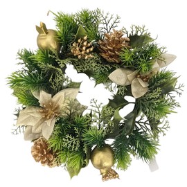 Artificial Christmas Wreath for indoors and outdoors (Gold Poinsettia, 10" (25cm))