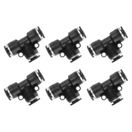 PATIKIL 6 Pcs t Shape 3 Way Push to Connect Fitting, 3/16" OD Tube Reducer Connector Quick Push Lock Adapter Air Hose Fitting for Pneumatic System Pipeline Connection, Black