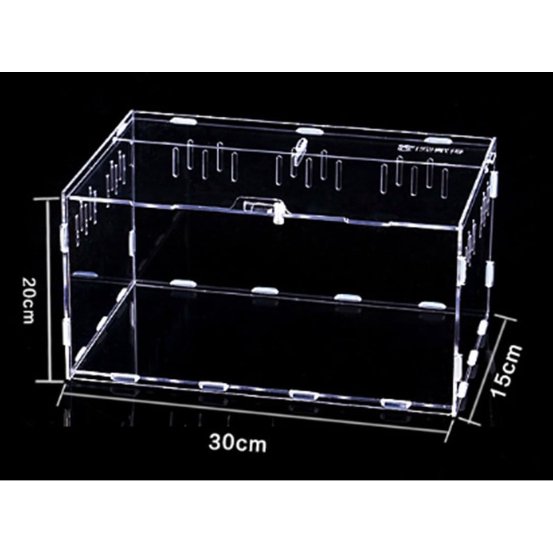CiCixixi Transparent Acrylic Terrarium, 360° View, for Reptiles and Insects,