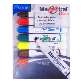 Set Marcadores Para Pizarron Blanco Magistral Azor 8 Colores