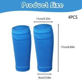 2 Pairs of Shin Pads Socks, Shin Pads, Children's Size S Number Socks, Children's Football, Breathable Small Shin Pads Developed for Football Players (Black, Blue)