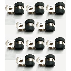 10X Marine Grade Stainless Steel Rubber-Lined P-Clip 8Mm Hose Pipe Clamp M6 Hole