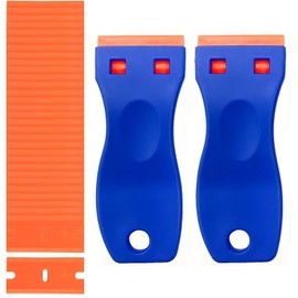2PCS Plastic Scraper Tool Non-Scratch with 20PCS Blades – Multi-Purpose Glass Scraper for Removing Stickers Labels Decals Caulk Paint Residu