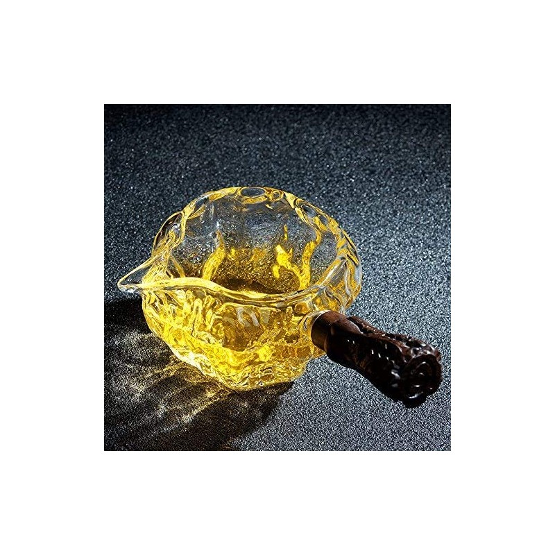 Glass Tea Serving Pitcher Decanter, Wooden Handle, Chinese Gongfu Cha