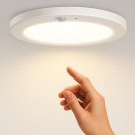 Ceiling Light with Motion Sensor, LED Ceiling Light, Flat with 3 Colour Temperatures (3000 K/4000 K/6000 K), 15 W, 1500 lm, Diameter 19 cm, Round, Ultra Flat, IP44 Waterproof, White Lamp for Hallway