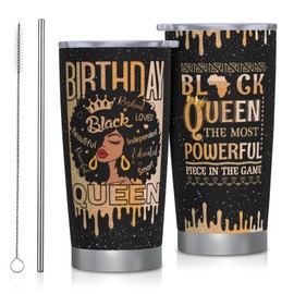FUWERMON African American Birthday Gifts for Women, Birthday Black Lady Women Girl Positive Tumbler 20oz Stainless Steel, Afro Encouragement Inspirational Bday Gifts Idea for Mom Sister Friend Boss