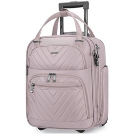 Miusse Carry-on Underseat 16-Inch Luggage with Wheels, Lightweight Design for Men and Women, Softside Rolling Travel Bag - Color: Pink