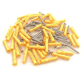 JZK 50 PCS M8 x 40mm Dowels and Stainless Steel Screw Set for Masonry, Brick and Concrete, Screw and Plastic Expansion Dowel Set, Self Tapping Mounting Screws