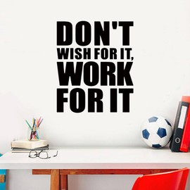 SEATUNE Gym Wall Decals - Inspirational Quotes Motivational Office Wall Stickers - Bedroom Home Gym Yoga Garage Vinyl Art Wall Decor - Don't Wish for it Work for it 15"X18"