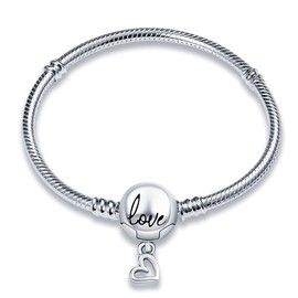 TINSLO Women's Bracelet, 925 Sterling Silver Bracelets with Heart Clasp, Snake Link Bracelet, Valentine's Day, Mother's Day, Birthday, Christmas Gift, for Women / Girlfriend / Mum, Sterling Silver