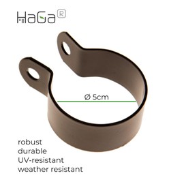 HaGa® Brace Clamp Round Diameter 5 cm – Mounting Clamp for Fence Construction in Brown