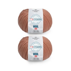 Troyarn Wool 125 (paquete de 2 madejas) 100% lana merino superwash peso ligero #3 hilo de punto suave y ganchillo para ganchillo y tejer (2 x 1.7 onzas) (2 x 125 yardas) (10910 - Terra)