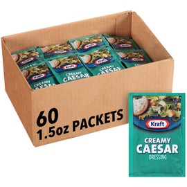 Kraft Signature Creamy Caesar Salad Dressing Single Serve Packet (1.5 oz Packets, Pack of 60)