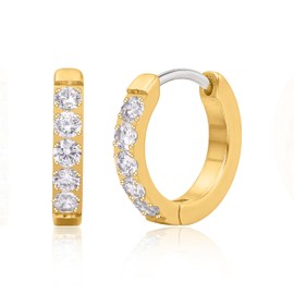 Limerencia Titanium Hoop Earrings, 8-12 mm Lightweight Hypoallergenic Medical Hoop Earrings with Shiny Zirconia for Men and Women, Titanium