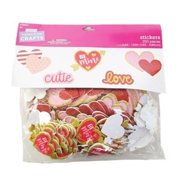Valentine's Day Foam Heart and Love Stickers - Cutie, Love, Be Mine - 250 Pieces, Pink