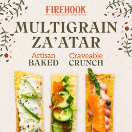 Firehook Za’atar Crackers – Handcrafted, Crunchy & Light, Dusted with Mediterranean Za’atar Spice – 100% Natural, Non-GMO, Vegan – 5.5 oz Box