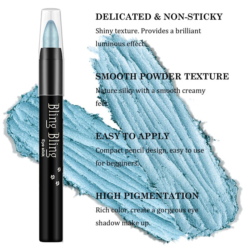 Eyeshadow Pen, Shimmer Lake Blue Eyeshadow Stick, Highly Pigmented Eye