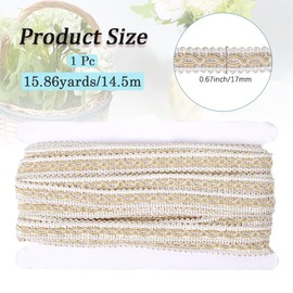 CABODYALS 14.5M 17mm White Gimp Braid Trim Upholstery Vintage Embroidered Woven Trimming Scroll Wave Lace Edging Fabric Decorative Ribbon for Sewing Making Gift Wrapping Curtain Home Decor Diy Craft