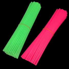 Jaccos 144 Pieces Spoke Skins Spoke Covers for Bike Wheels Rim Wraps Protector Covers for Dirt Bike, Bicycle, Wheelchair, Motorcycle Bike Decorations, 24CM/9.45Inch (Pink, Green)
