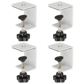PATIKIL C Clamps, Pack of 4 Heavy Duty Metal Black Desk Clamps, Adjustable Mounting Table Clamp with Protective Pads for Attaching Acrylic Glass, Plastic, Wooden Panels, White