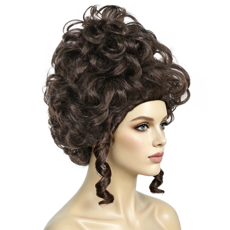 Brown Renaissance Wig Rococo Wigs Curly Colonial Baroque Wig