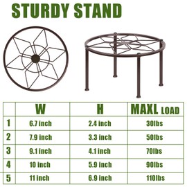 Metal Plant Stands, Anti-Rust Iron Flower Pot Stand, Heavy Duty Plant Pot Shelf, Decoration Racks for Home Indoor and Outdoor 10 Pcs (Bronze)