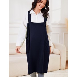 Schine Women's Cotton Cross Back Pinafore with Big Pockets Practical Aprons for Gardening Works,Cooking,Coffee House,Painting
