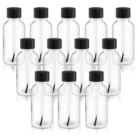 12 Pcs Clear Glass Nail Polish Bottle Empty Refillable Nail Polish Oil Bottles Travel Containers Vials with Brush Cap for DIY Nail Art Sample Oils - 30ml/1oz