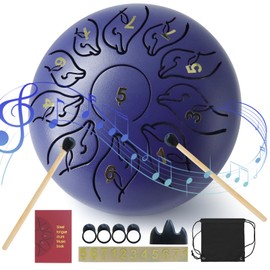 Steel Tongue Drum, 6 Inch 11 Notes Metal Hand Drums Musical Instruments for Kids Hang Drum Instrument, Handpan Drum, Sound Healing Meditation