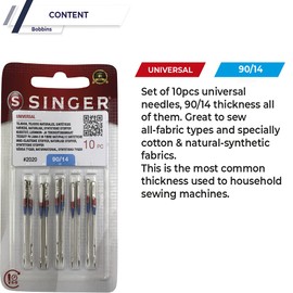 Singer Set of 2 Packs Sewing Needles 2020 90/14 for Woven Sewing Machines 130/705 H