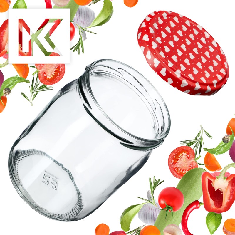 Kadax Set of 8 Preserving Jars, 540 ml, TO82 Heart,