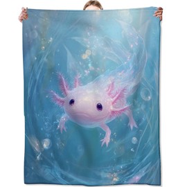 Zeleda - Bonita manta de axolotl, regalos de océano para niños, adolescentes y adultos, mantas suaves y ligeras, adorables mantas de criatura rosa subacuática, decoración del hogar, para camping, sala