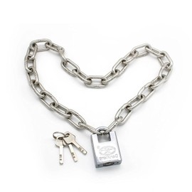 SHENGYIG 80 cm Anti-Theft Chain Lock, Stainless Steel Bicycle Lock & Motorcycle Lock, Secure Lock with Chain, for Garages, Fences & Warehouses (Silver)