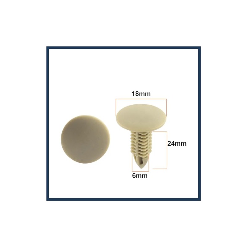 INFINAUTO 50pcs 6mm Hole Beige Push Plastic Rivets Fastener Door