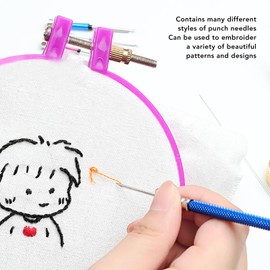 Punch Needle Art Embroidery Kit, Various Patterns, Easy to Change Needles, and, Suitable for Sewing, Crafts, and Embroidery Works