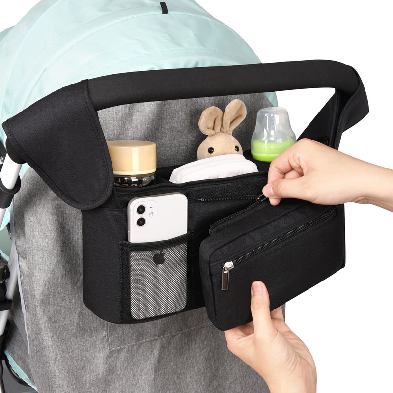 Accmor Universal Stroller Organizer with Insulated Cup Holder Detachable Phone