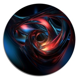 DesignQ Round Metal wall art, Balancing Act Red and Blue Harmony II - Metal Wall Art For Living Room, Round wall decor, Modern Metal Round Art, Large Round Wall Art