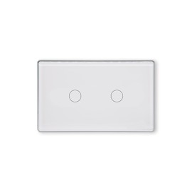 LOUYSGEN Smart Light Switch,2-Button,Aluminum Frame, Neutral Required,2.4GHz, Tuya Smart Life App,Voice Control,2.5D Curved-Edge Tempered Glass Panel,White