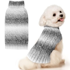 AXIIJGL Dog Sweaters For Small Dogs Cute Gray Gradient Puppy Cat Sweaters Soft Warm Knitwear Turtleneck Pullover Small Dog Sweater Clothes Chihuahua Yorkie Maltese Dachshund Outfits Sphynx Cat Clothes