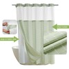 Nesphy No Hook Shower Curtain with Snap in Liner, Green