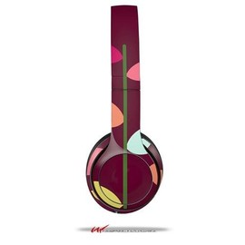 Plain Leaves On Burgundy - Decal Style Skin fits Genuine Beats Solo 2 Wired Headphones (Headphones NOT Included)